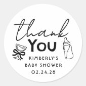 Baby's Bottle and Champagne Funny Thank You ラウンドシール (正面)