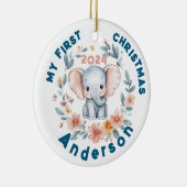 Baby's Boy First Christmas Cute Elephant セラミックオーナメント (右)