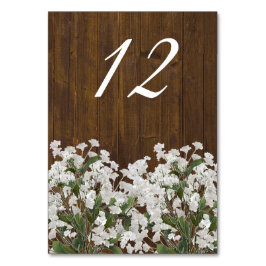 Babys Breathのテー素朴ブル結婚ナンバーカード テーブルナンバー