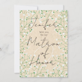 Babys Breathフローラは私の名誉のマトロン 招待状