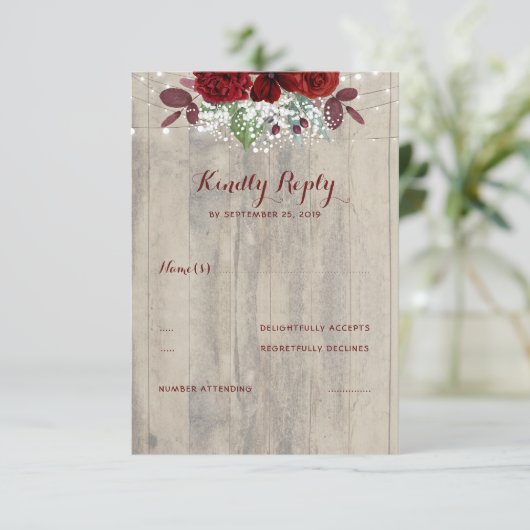 Baby's Breath and Burgundy Flowers 素朴 RSVP (スタンド正面)