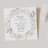 Baby's Breath and Purple Roses Wedding 招待状