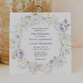 Baby's Breath and Purple Roses Wedding 招待状