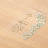 Baby's Breath Arch Baptism アクリル招待状 (レイダウン)