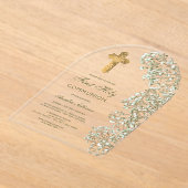 Baby's Breath Arch First Communion アクリル招待状 (レイダウン)
