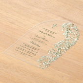 Baby's Breath Arch Religious Wedding アクリル招待状 (レイダウン)