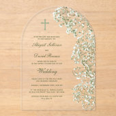 Baby's Breath Arch Religious Wedding アクリル招待状 (正面)