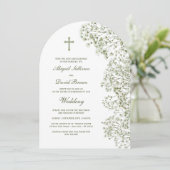 Baby's Breath Arch Religious Wedding 招待状 (スタンド正面)