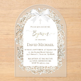 Baby's breath Baptism boy Acrylic Invitation アクリル招待状