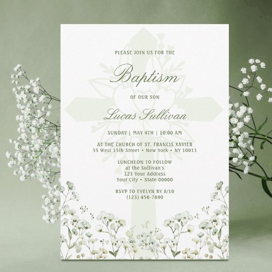 Baby's Breath Baptism Invitation 招待状