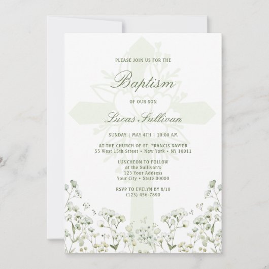 Baby's Breath Baptism Invitation 招待状 (正面)