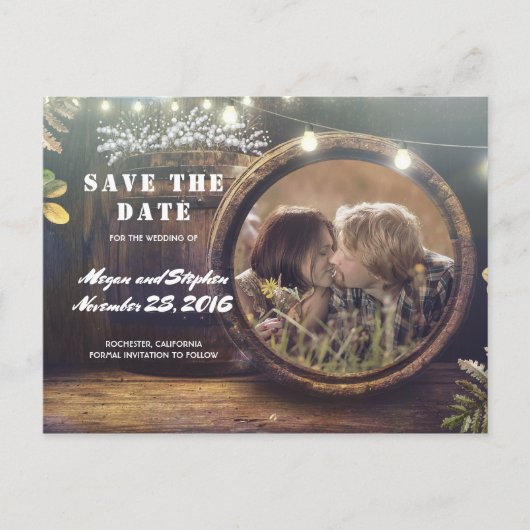 Baby's Breath Barrel写真素朴日付を保存 案内ポストカード (正面)