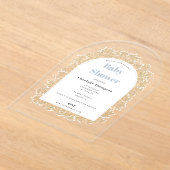 Baby's Breath Blue Boy Gypsophila Baby Shower アクリル招待状 (レイダウン)