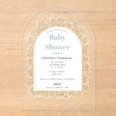 Baby's Breath Blue Boy Gypsophila Baby Shower アクリル招待状 (正面)