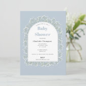 Baby's Breath Blue Boy Gypsophila Baby Shower 招待状 (スタンド正面)