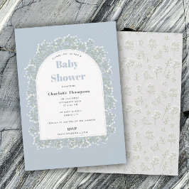 Baby's Breath Blue Boy Gypsophila Baby Shower 招待状