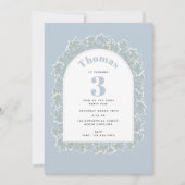 Baby's Breath Blue Boy Gypsophila Kids Birthday 招待状 (正面)