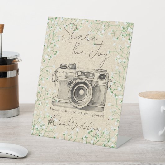 Baby's Breath Bohoソーシャルメディア写真ハッシュタグの追加 台座サイン (インサイチュ)