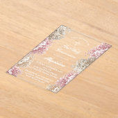 Baby's Breath flowers |First Communion アクリル招待状 (レイダウン)