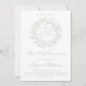 Baby's Breath flowers First Holy Communion 招待状 (正面)