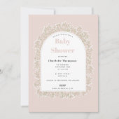 Baby's Breath Girl Pink Gypsophila Baby Shower 招待状 (正面)