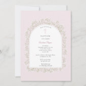 Baby's Breath Greek Orthodox Baptism Pink Girl 招待状 (正面)