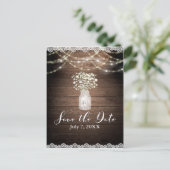 Baby's Breath Lights Wedding 素朴 Save the Date 案内ポストカード (スタンド正面)