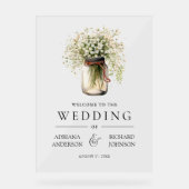Baby's Breath Mason Jar Wedding Welcome アクリルサイン (正面)