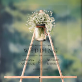 Baby's Breath Mason Jar Wedding Welcome アクリルサイン (ニュートラル)