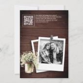 Baby's Breath Mason Jar Wood QR Code Wedding Photo セーブザデート (裏面)