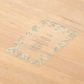 Baby's Breath Monogram Botanical Wedding アクリル招待状 (レイダウン)