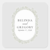 Baby's Breath Monogram Gypsophila Floral Wedding スクエアシール (正面)