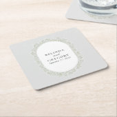 Baby's Breath Monogram Gypsophila Floral Wedding スクエアペーパーコースター (アングル)