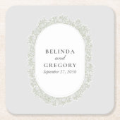 Baby's Breath Monogram Gypsophila Floral Wedding スクエアペーパーコースター (正面)