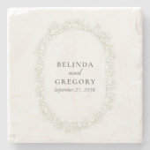 Baby's Breath Monogram Gypsophila Floral Wedding ストーンコースター (正面)