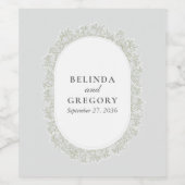 Baby's Breath Monogram Gypsophila Floral Wedding ワインラベル (シングルラベル)