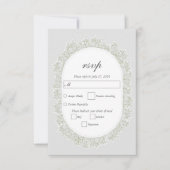 Baby's Breath Monogram Gypsophila Floral Wedding 出欠カード (正面)