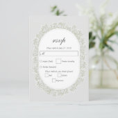 Baby's Breath Monogram Gypsophila Floral Wedding 出欠カード (スタンド正面)