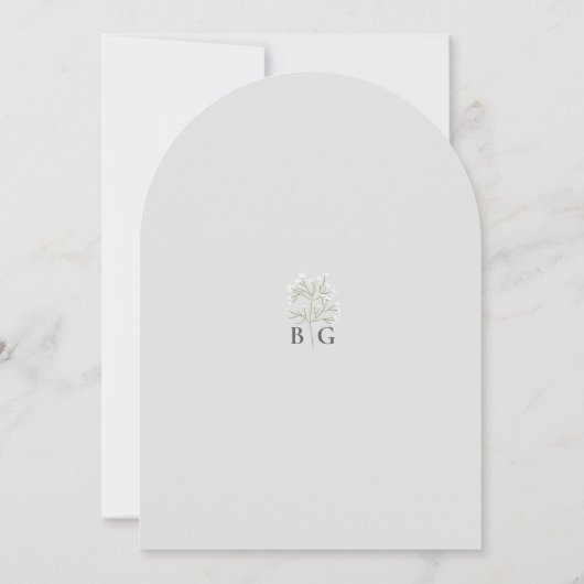 Baby's Breath Monogram Gypsophila Floral Wedding 招待状 (裏面)