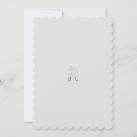Baby's Breath Monogram Gypsophila Floral Wedding 招待状 (裏面)