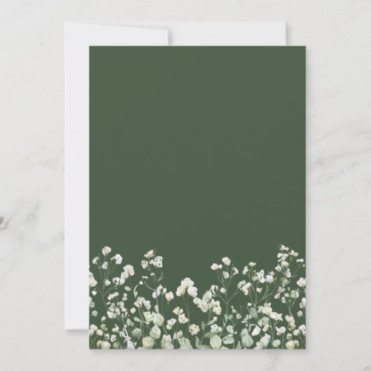 Baby's Breath on Sage Green Religious Wedding 招待状 (裏面)