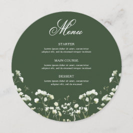 Baby's Breath on Sage Green Round Menu メニュー