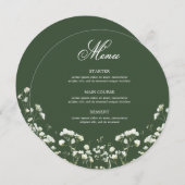 Baby's Breath on Sage Green Round Menu メニュー (正面/裏面)