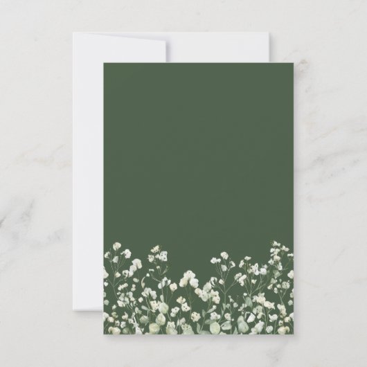 Baby's Breath on Sage Green Wedding RSVP Card (裏面)