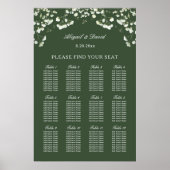 Baby's Breath on Sage Green Wedding Seating Chart ポスター (正面)
