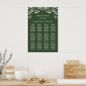 Baby's Breath on Sage Green Wedding Seating Chart ポスター (キッチン)