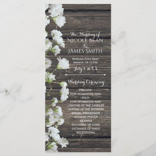 Baby's Breath on Wood素朴 Countryプログラム プログラム (正面)