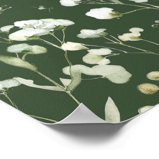 Baby's Breath Sage Green Religious Wedding Welcome ポスター (角)