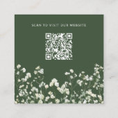 Baby's Breath Sage Green Wedding Details QR Code エンクロージャーカード (裏面)