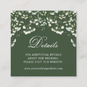 Baby's Breath Sage Green Wedding Details QR Code エンクロージャーカード (正面)